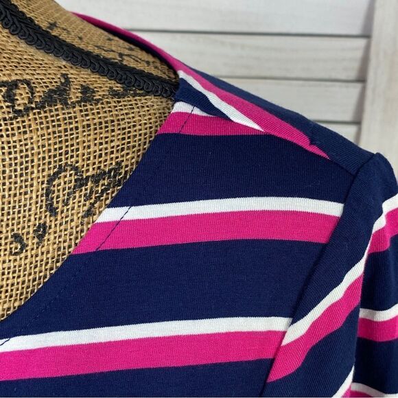 Chico’s Striped Flare Sleeve Knit Shirt Blue Pink 0 Small 4 - Picture 5 of 12